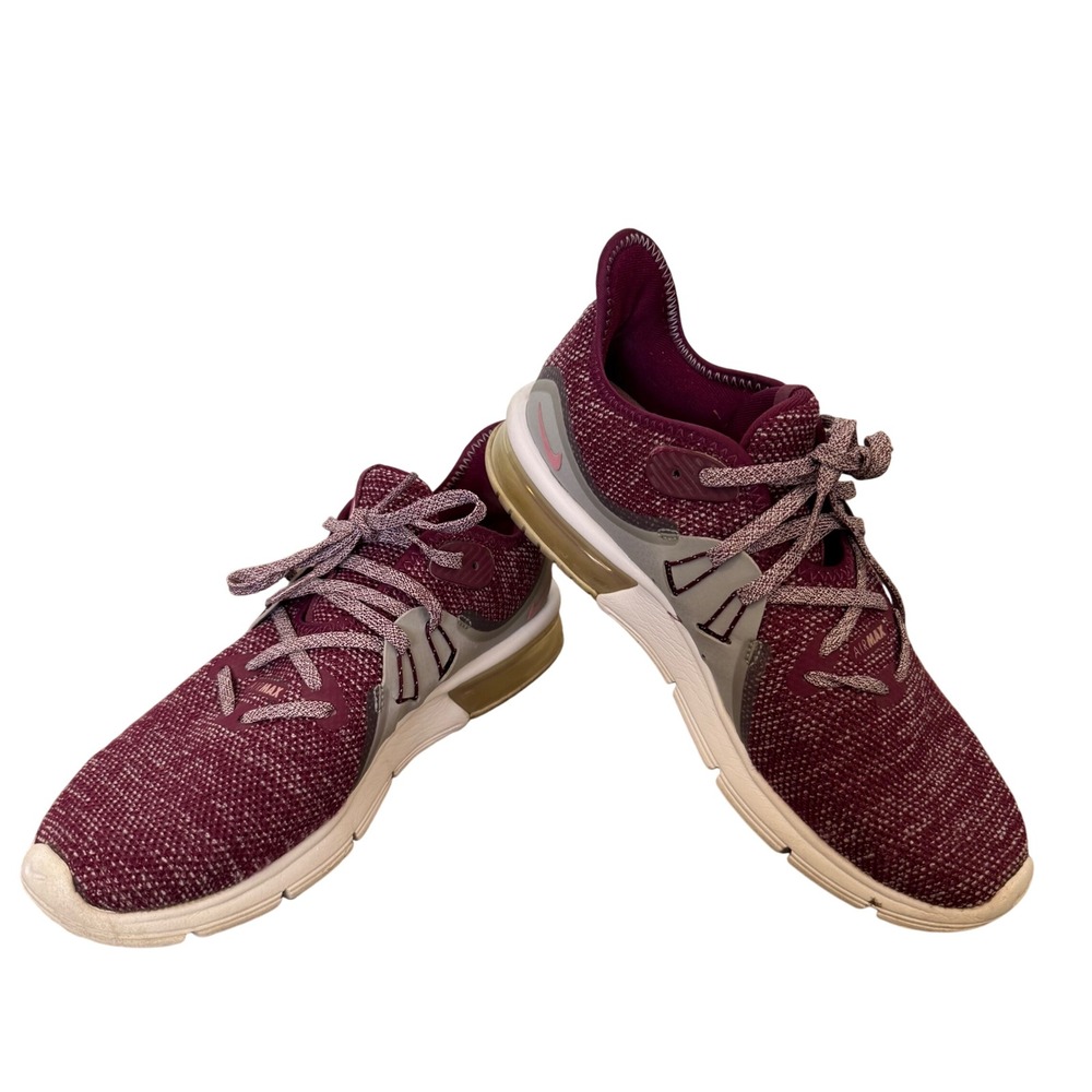 Nike Air Max Women Sz 8 Running‎ Shoes Burgundy White Gym Athletic Sneakers